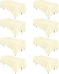 8 Pack Beige Tablecloth 60 x 126 Inch Rectangular Tablecloths for 8 Foot Rectangle Tables, Wrinkle Resistant Beige Table Cloth Washable Polyester Fabric Table Covers for Buffet Wedding Party Banquet
