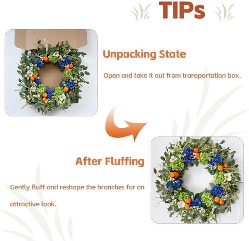 idyllic 26 inch spring summer wreath for front, side view