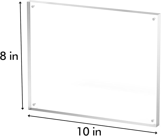 8x10 Acrylic Picture Frame 5 Pack, Clear Freestanding Double Sided Frameless Magnetic Photo Frames, Desktop Display Decor Gift