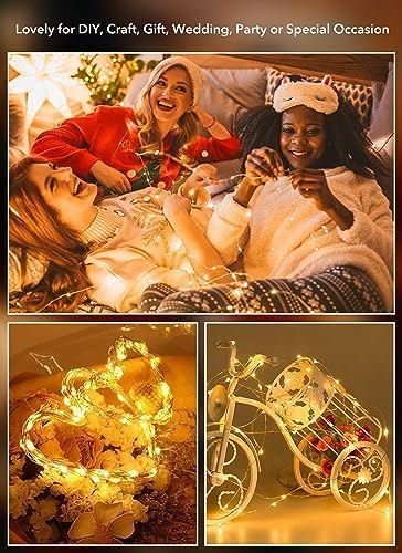 Brightown 12 Pack LED Fairy Lights Battery Operated String Lights - 7ft 20LED Waterproof Silver Wire Firefly Starry Moon Lights for DIY Crafts Wedding Table Centerpieces Party Ramadan Decorations