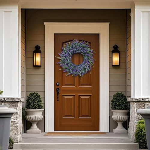 26'' large artificial eucalyptus and lavender wreath for shown in use