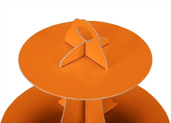 3-Tier Cupcake Stand, Cake Stand holder, Tiered DIY Cupcake Stand Tower for Dessert Table Displays, Birthday Theme Party Favors Decoration, Floral Tea Party, 12" W x 12.8" H, Orange