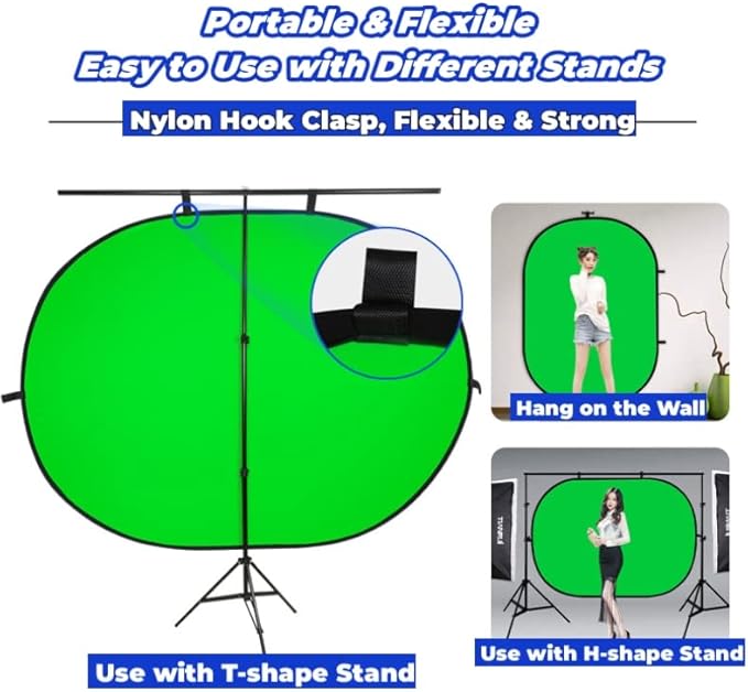 Blue Green Screen Backdrop Double Sided Collapsible Greenscreen Backdrop with Carrying Bag,Portable Pop Up Green Screen Background for Streaming Webcam 39.4 * 59.1"