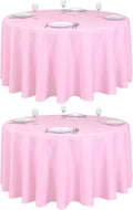 LTC LINENS 2 Pack 120 Inch Round Tablecloths Pink - Great for 60 Inch Round Table Floor Length - Wrinkle Resistant Polyester Fabric Cloth for Party, Baby Shower