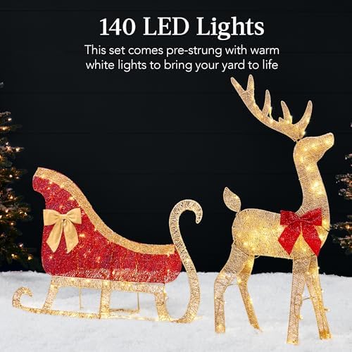 best choice products 4ft lighted 2d reindeer &, side view