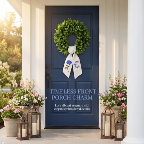 boxwood wreath for front door spring summer wreaths, side view