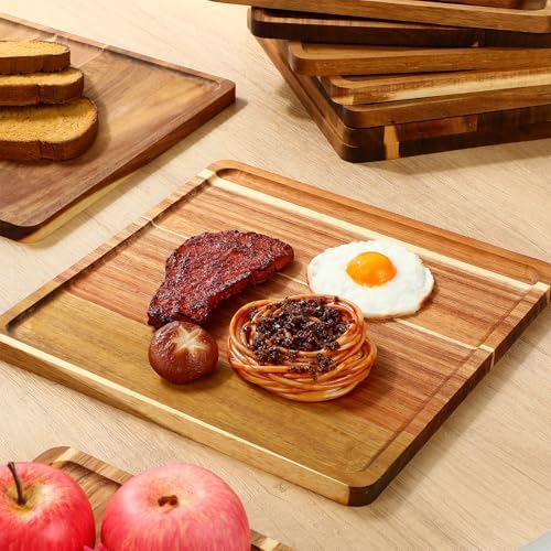 roshtia 12 pcs wooden plates square acacia wood on a desk or shelf