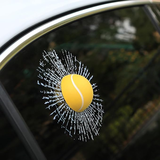 Car 3D elf Ball car Sticker, car Window Funny Creative Decorative Sticker(18cmx18cmx3cm) (Yellow Tennis Ball)
