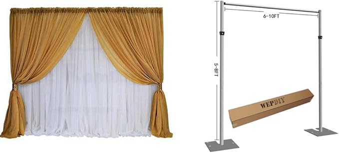 Portable Pipe and Drape Heavy Duty Backdrop Stand, ADJ Metal Frame and Heavy Metal Base for Wedding, Birthday Party, Photography Backdrop(Tall-8FT & CrossBar-10FT)