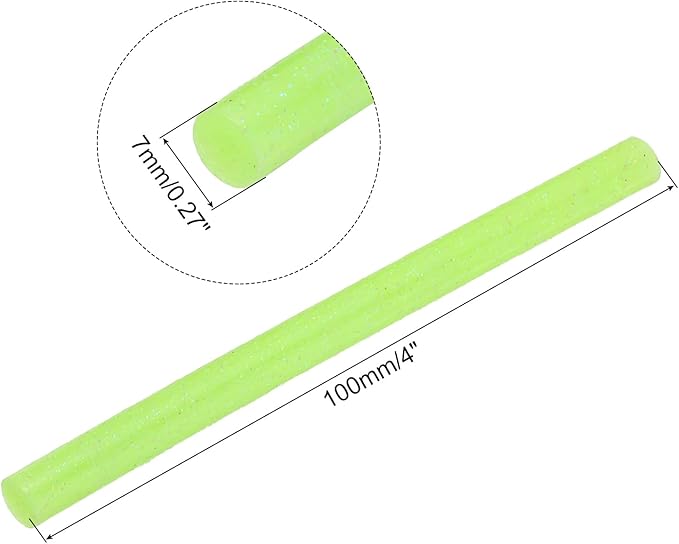 uxcell 20pcs Hot Glue Sticks for Glue Gun 7mm/0.28-inch x 4-inch Mini Hot Melt Adhesive Glue Stick Glitter Green