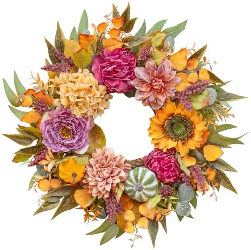 24 inch artificial fall wreaths for front door, view 9