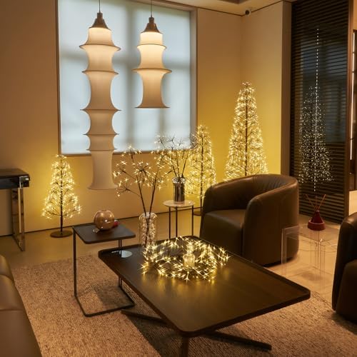 hairui lighted brown starburst tree with 368l warm on a desk or shelf