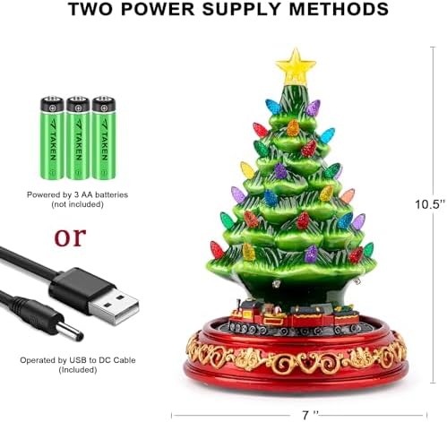 animated musical christmas decorations with rotating train showing dimensions