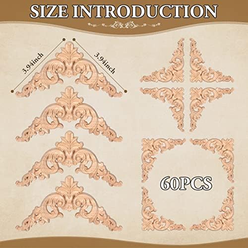 remerry 60 pcs wood applique onlays and wood, close-up detail