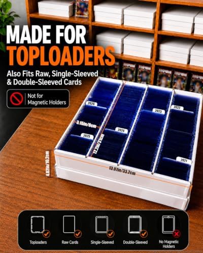 4 row toploader trading card storage box with, side view
