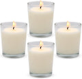 4 Packs Unscented White Votive Candles in Glass, 2 Inch Natural Soy Wax Scentless Candles for Christmas Wedding Party Home Decor Holidays Relaxation Spa, 12-15 Hour Burning Time