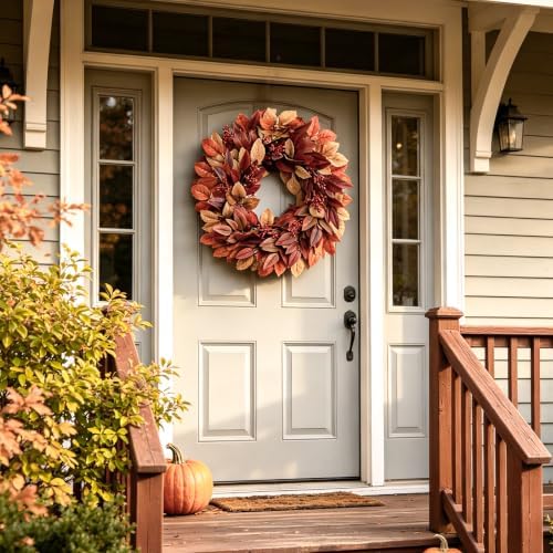dn deconation fall wreath for home front door, close-up detail