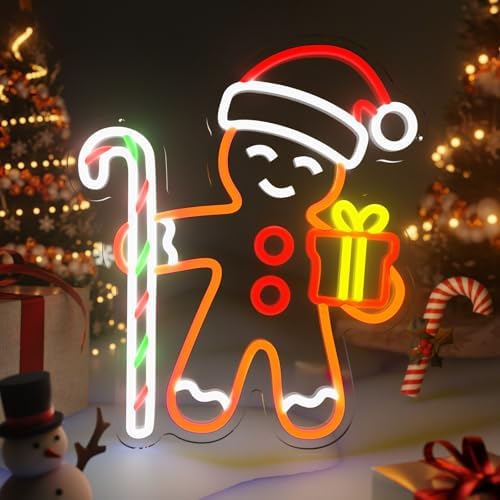 gingerbread man neon sign for christmas decor holiday, view 9