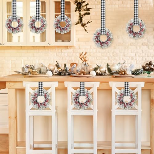 9.5'' small christmas kitchen cabinet wreaths with adjustable shown in use