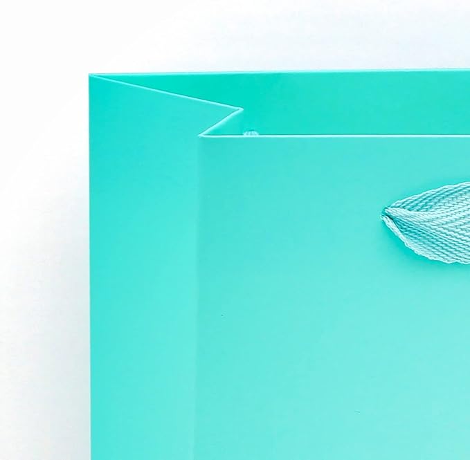 Teal Blue Paper Gift Bag Small Square Bottom Kraft Paper Bags with Handles for Wedding Baby Shower Birthday Party (Teal Blue, 8 x 8 x 8 in, 10 CT)