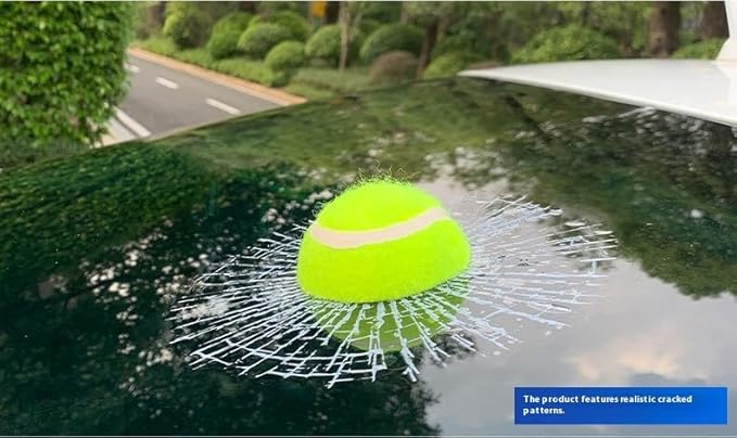 Car 3D elf Ball car Sticker, car Window Funny Creative Decorative Sticker(18cmx18cmx3cm) (Yellow Tennis Ball)