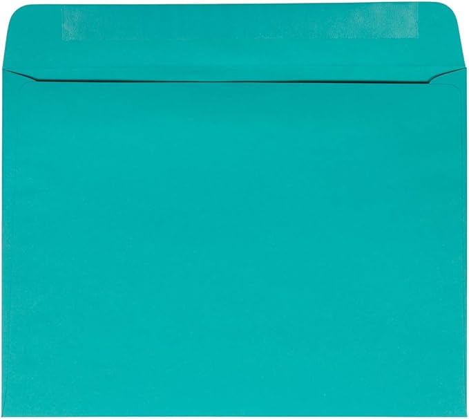 JAM PAPER 9 x 12 Booklet Colored Envelopes - Sea Blue Recycled - 50/Pack