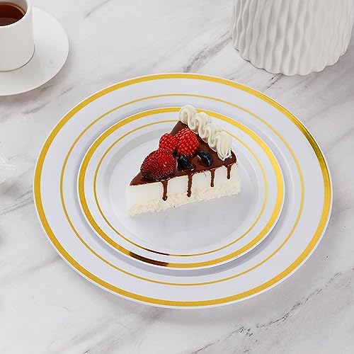 goodluck 200pcs gold plastic plates, heavy duty disposable, package contents