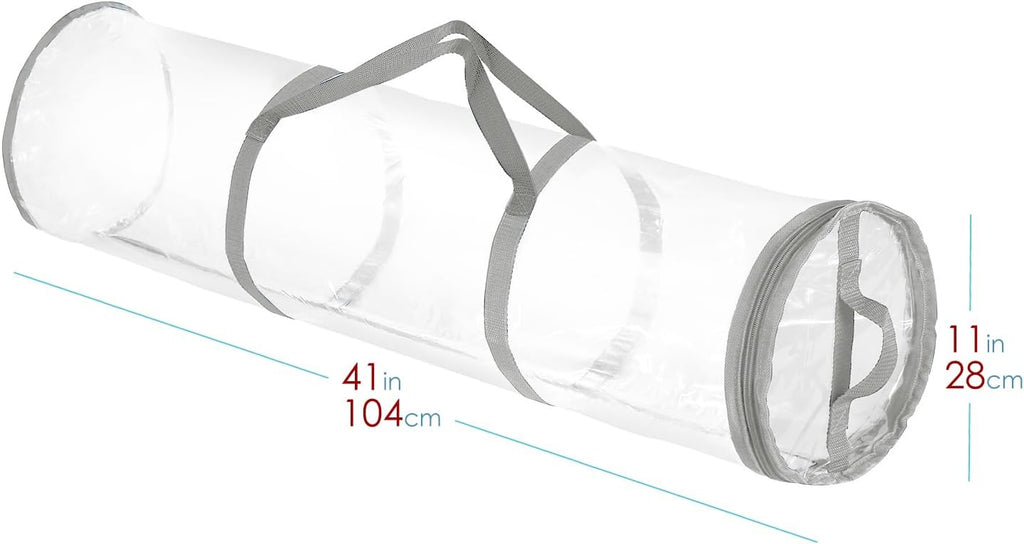 Hearth & Harbor Wrapping Paper Storage Container - Clear Wrapping Paper Holder Fits Up To 14 Rolls of 40" - Tear Proof Gift Wrap Organizer - Premium Bag for Easy Carrying, Silver