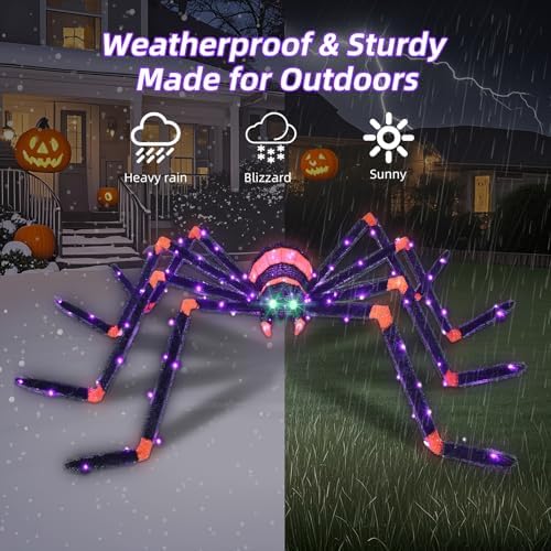 hoyechi halloween decorations giant spider 6.8ft - big showing dimensions
