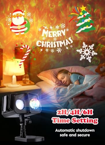 Christmas Projector Lights Outdoor 26 HD Effects (3D Ocean Wave + Patterns) W...