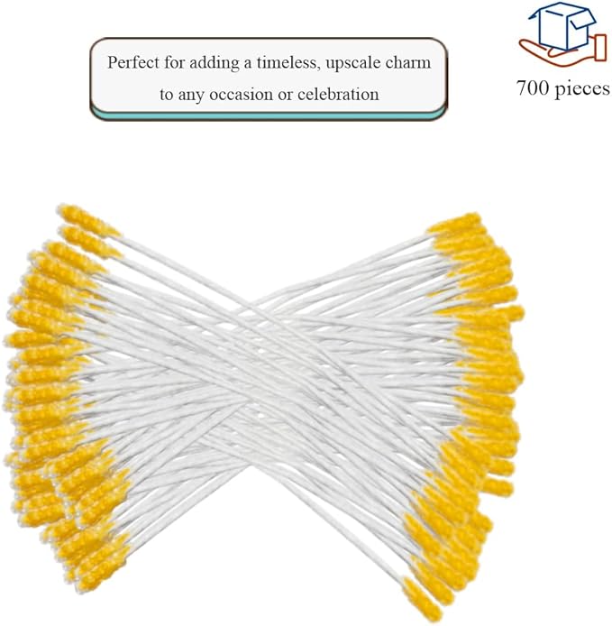 HAHIYO 700Pcs 2mm Yellow Double-Head Flower Stamen with Crystal-Like Flower Head for Handmade Floral Art Scrapbook Decoration Artificial Floral Pistils Pollen Stamens Wedding DIY Stamens