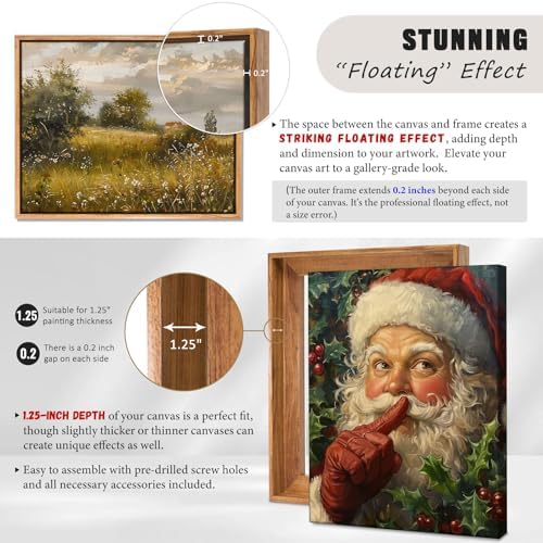 floating frames for canvas, wood-look frames for 1.25" shown in use