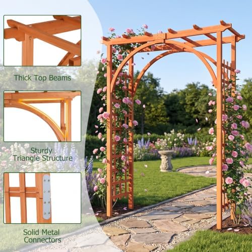 wood arbor, 84 inch wooden garden arch with, side view