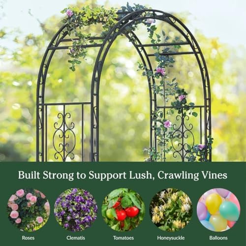 plow & hearth arch metal outdoor garden arbor shown in use