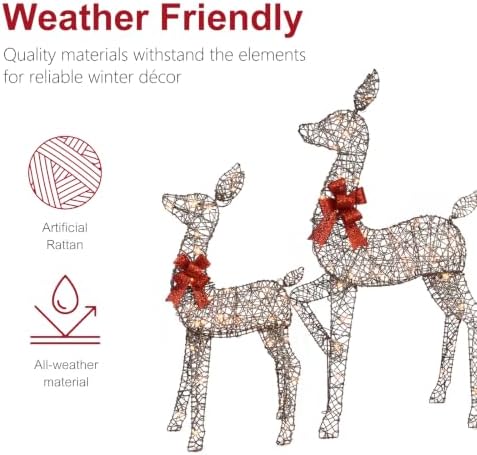 5ft brown rattan deer family set, 160 leds, package contents