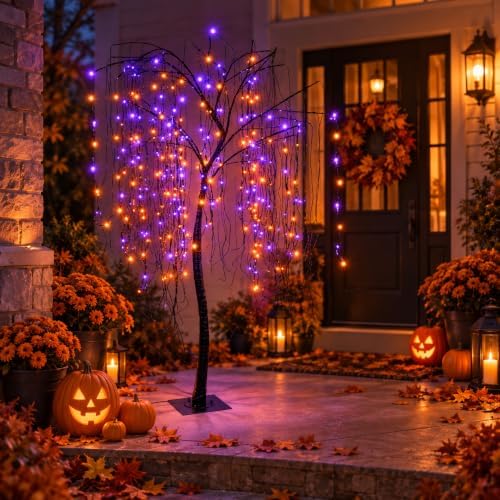 7 ft halloween lighted willow tree 256 led on a desk or shelf