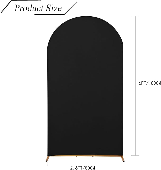 bricia Wedding Arch Backdrop Stand Cover, 6FT Double Sided Stretchy Arch Cover Fitted Wedding Birthday Party Banquet Decoration (Black 72''Lx31.2''W)