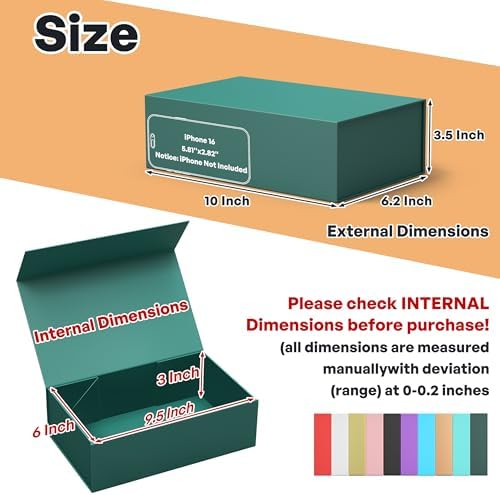 ryddoy 5 pack green gift box, 9.5x6x3'' gift shown in use