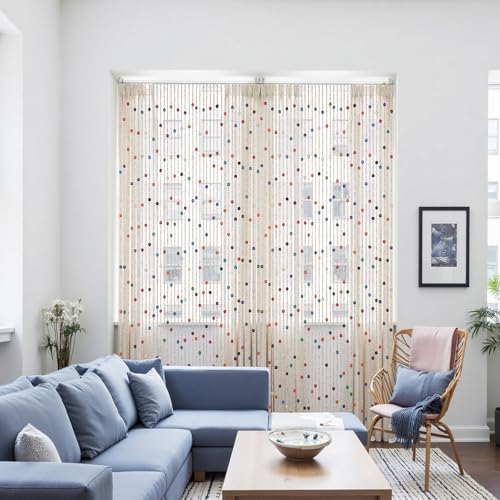 anminy bamboo wood beaded curtain, handmade colorful 38 on a desk or shelf