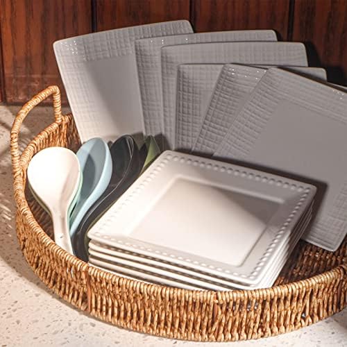 embossed ceramic appetizer & dessert plates - set on a desk or shelf