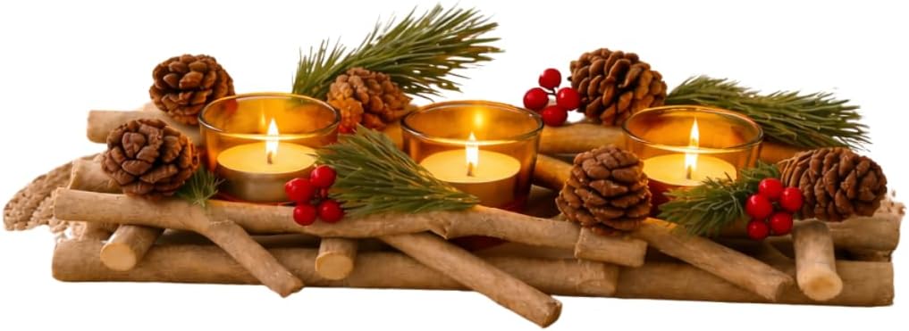 Marco Paul Christmas Decorations Room Decor, Candle Holder, Indoor Ornaments for Home, Christmas Table Centrepiece, Dinner Set, Kitchen Light, Table Decorations Centrepiece