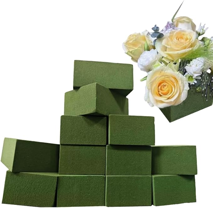 12Pack Square Floral Foam Blocks – Strong Water Absorption & Moisture Retention Easy to Cut & Shape Wet & Dry Use, Ideal for Weddings DIY Crafts Florists Home Decor & Artificial Flower Arrangements