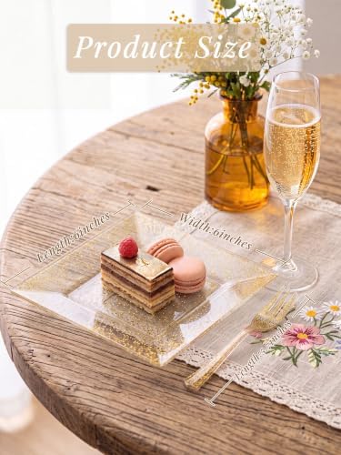 dayammi 200pcs gold dessert plates including 100pcs appetizer, close-up detail