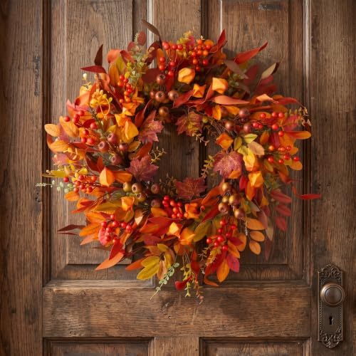 24 inch berry branches fall wreath for front, package contents