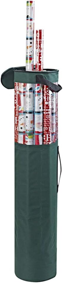 ProPik Gift Wrapping Paper Storage Organizer Bag, Store Up To 24 Rolls 40 Inch, Heavy Duty Polyester plus PVC Clear Bag with Handles and Zippered Top for Gift Wrap and Ribbons (Green)