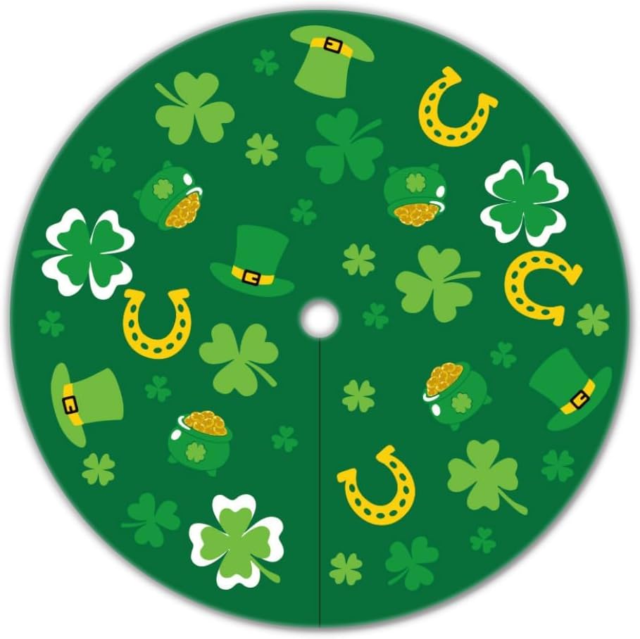 YEAHOME Valentines Day Decorations for Tree Skirt, 36" Love Heart Pattern Tree Skirts for Valentines Day Decor, Double-Sided St Patricks Day Clover Tree Skirt for Holiday Party Decorations