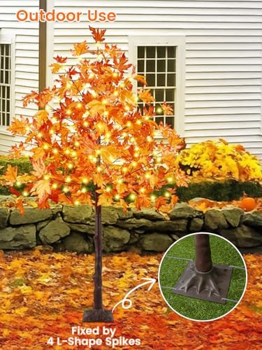 4/5/6ft 300 led lighted maple tree, artificial fall, close-up detail