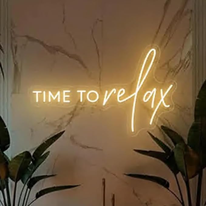 Time To Relax Neon Sign, Custom Bathroom Decor LED Neon Light Bedroom Beauty Salon Spa Shop Manicure Bar Home Wall Decor Foot Care Wall Art USB Size:17X10inches