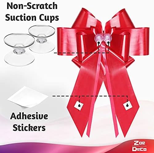 Zoe Deco - Big Car Bow - Red, 30 Inch - Giant Car Bow for Birthday, Christmas, Wedding Reception, Surprise Party - Large Gift Wrapping for Huge Present