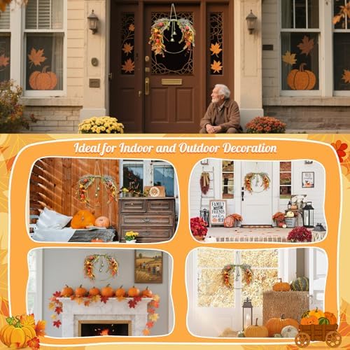 fall leaves wreaths for front door outside fall showing dimensions